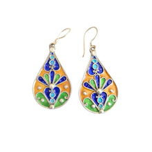 Load image into Gallery viewer, Moroccan Berber Enamel Sterling Silver Dangle Earrings