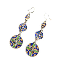 Load image into Gallery viewer, Moroccan Berber Enamel Sterling Silver Dangle Earrings