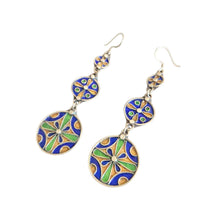 Load image into Gallery viewer, Moroccan Berber Enamel Sterling Silver Dangle Earrings