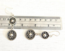 Load image into Gallery viewer, Moroccan Berber Enamel Sterling Silver Dangle Earrings