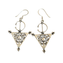 Load image into Gallery viewer, Berber Sterling Silver Dangle Earrings: Moroccan Filigree Jewelry