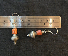 Load image into Gallery viewer, Antique Yemen Silver Coral Earrings: Bawsani Beads, Talisman Jewelry
