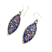 Load image into Gallery viewer, Moroccan Berber Enamel Sterling Silver Dangle Earrings
