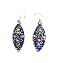 Load image into Gallery viewer, Moroccan Berber Enamel Sterling Silver Dangle Earrings