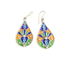 Load image into Gallery viewer, Moroccan Berber Enamel Sterling Silver Dangle Earrings
