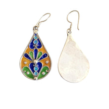 Load image into Gallery viewer, Moroccan Berber Enamel Sterling Silver Dangle Earrings
