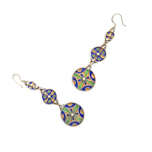 Load image into Gallery viewer, Moroccan Berber Enamel Sterling Silver Dangle Earrings