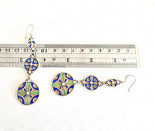 Load image into Gallery viewer, Moroccan Berber Enamel Sterling Silver Dangle Earrings