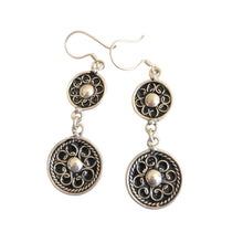 Load image into Gallery viewer, Moroccan Berber Enamel Sterling Silver Dangle Earrings