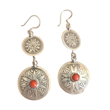 Load image into Gallery viewer, Moroccan Berber Coral Dangle Earrings: Sterling Silver Handmade Jewelry