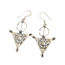 Load image into Gallery viewer, Berber Sterling Silver Dangle Earrings: Moroccan Filigree Jewelry