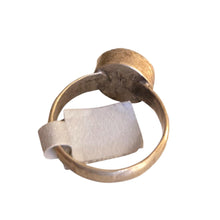 Load image into Gallery viewer, Vintage Berber Silver glass Talisman Ring: Moroccan Tribal Jewelry, Size 9.5