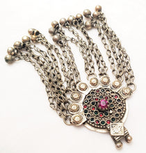 Load image into Gallery viewer, Antique Silver Afghan Kuchi Pendant with Bells tribal jewelryHand Crafted Silver,Pendants Necklace,Ethnic Jewelry,Tribal Jewelry