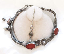 Load image into Gallery viewer, vintage Yemen silver agate stone Bedouin Headdress Ornaments necklace,Yemen silver,tribal jewelry,agate necklaces