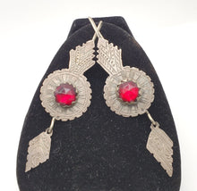 Load image into Gallery viewer, Antique Moroccan Old Berber Earrings Silver with Glass Talhakimt,Ethnic Tribal,sliver Earrings,Dangle & Drop, Earrings,Tribal Jewelry,