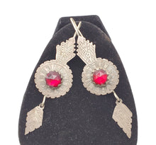 Load image into Gallery viewer, Antique Moroccan Old Berber Earrings Silver with Glass Talhakimt,Ethnic Tribal,sliver Earrings,Dangle & Drop, Earrings,Tribal Jewelry,