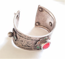 Load image into Gallery viewer, Antique SILVER Enamel Moroccan Berber Ida ou Nadif BRACELET,ethnic tribal,tribal bracelets,Moroccan jewelry,ethnic jewelry,Tuareg bracelets