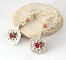 Load image into Gallery viewer, Antique Moroccan Old Silver pendants coral Earrings ,Ethnic Tribal,sliver Earrings,Dangle & Drop Earrings,Tribal Jewelry,
