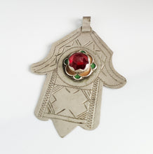 Load image into Gallery viewer, Moroccan Old Silver & Enamel Hand of Fatima Hamsa Pendant Amulet,Berber Jewelry,African Jewelry,Moroccan Jewelry,Hand of Fatima Charm,