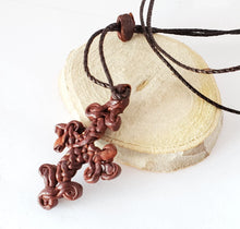 Load image into Gallery viewer, Hand Craft Ethiopian Leather Amulet Leather Cross Necklace,