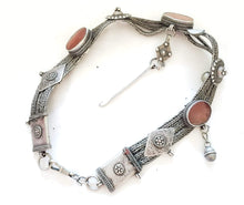 Load image into Gallery viewer, vintage Yemen silver agate stone Bedouin Headdress Ornaments necklace,Yemen silver,tribal jewelry,agate necklaces