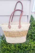 Load image into Gallery viewer, Handmade Moroccan Natural French Basket Leather Handle ,African Straw Bag,Woman Tote Beach Bag, Shopping Bag,Straw beach tote,Gift for her