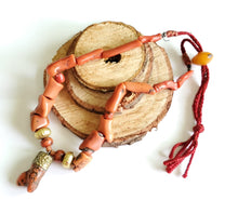 Load image into Gallery viewer, Antique Berber Natural Coral Beads Necklace 22 K Gold over Wax Beads,Branch Red Coral,Mediterranean coral,Genuine coral,Ethnic Coral jewelry
