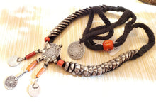 Load image into Gallery viewer, Antique Moroccan Red Coral Silver Pendent with Coin necklace ,Berber Necklaces,Ethnic Jewelry,Tribal Jewelry