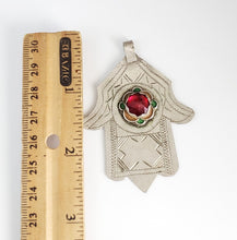Load image into Gallery viewer, Moroccan Old Silver & Enamel Hand of Fatima Hamsa Pendant Amulet,Berber Jewelry,African Jewelry,Moroccan Jewelry,Hand of Fatima Charm,