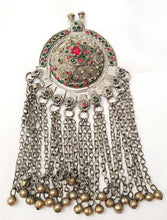 Load image into Gallery viewer, Antique Silver Afghan Kuchi Pendant with Bells tribal jewelry