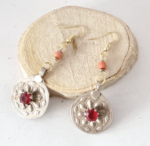 Load image into Gallery viewer, Antique Moroccan Old Silver pendants coral Earrings ,Ethnic Tribal,sliver Earrings,Dangle & Drop Earrings,Tribal Jewelry,