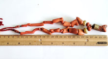Load image into Gallery viewer, Antique Berber Natural Coral Beads Necklace 22 K Gold over Wax Beads,Branch Red Coral,Mediterranean coral,Genuine coral,Ethnic Coral jewelry