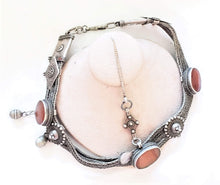 Load image into Gallery viewer, vintage Yemen silver agate stone Bedouin Headdress Ornaments necklace,Yemen silver,tribal jewelry,agate necklaces