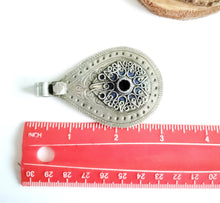 Load image into Gallery viewer, Antique Moroccan Silver Enamel and Glass cabochon Berber Pendant, Berber Amulet,Berber Jewelry,African Jewelry,Charm Pendant,