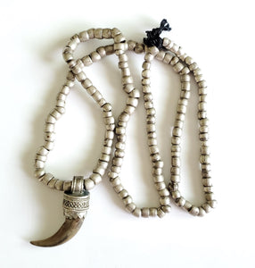 Antique Ethiopian Silver Heishi Beads amulets necklace, Hand Crafted ,Beads necklace, Ethiopian Trade,Silver Beads , amulets necklace