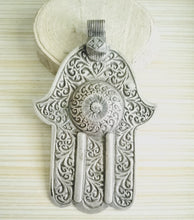 Load image into Gallery viewer, Moroccan Old Huge silver Hand of Fatima Hamsa Pendant Amulet,Berber Jewelry,African Jewelry,Moroccan Jewelry,Hand of Fatima Charm,