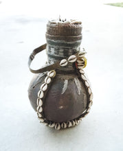 Load image into Gallery viewer, Antique Ethiopian Tribal Hand carved Wood Milk Samburu Black Wood Shells Milk Jug African Decor, ,Art Décor,Home Décor, religious art
