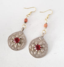 Load image into Gallery viewer, Antique Moroccan Old Silver pendants coral Earrings ,Ethnic Tribal,sliver Earrings,Dangle & Drop Earrings,Tribal Jewelry,