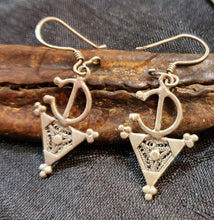 Load image into Gallery viewer, Moroccan Berber Filigree Fibula Earrings sterling silver 925 ,Ethnic Jewelry,sliver Earrings,Dangle & Drop Earrings,Tribal Jewelry,