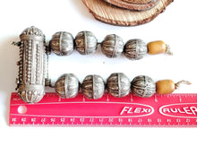 Load image into Gallery viewer, Old silver granulation hallmarked Globe beads star burst Hirz Necklace from Yemen circa 1930s,Bedouin tribal Silver,Ethnic Jewelry