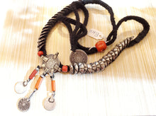 Load image into Gallery viewer, Antique Moroccan Red Coral Silver Pendent with Coin necklace ,Berber Necklaces,Ethnic Jewelry,Tribal Jewelry