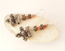 Load image into Gallery viewer, Antique Moroccan Old Berber cross Silver coral Earrings ,Ethnic Tribal,sliver Earrings,Dangle & Drop Earrings,Tribal Jewelry,