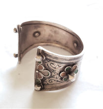 Load image into Gallery viewer, Antique SILVER Enamel Moroccan Berber Ida ou Nadif BRACELET,ethnic tribal,tribal bracelets,Moroccan jewelry,ethnic jewelry,Tuareg bracelets