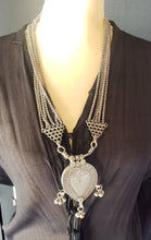 Load image into Gallery viewer, antique tribal old silver necklace Amulet heart Pendant from Rajasthan 1930s BFF heart Pendant,valentine Necklace