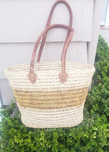 Load image into Gallery viewer, Handmade Moroccan Natural French Basket Leather Handle ,African Straw Bag,Woman Tote Beach Bag, Shopping Bag,Straw beach tote,Gift for her