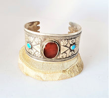 Load image into Gallery viewer, Antique Silver Bracelet Goldwashed Turkoman Tekke, Central Asia jewelry, Tribal Jewelry, Turkmen Bracelets, tribal bracelets, ethnic jewelry