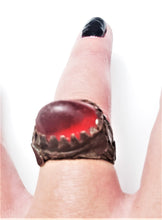 Load image into Gallery viewer, Antique Silver Ancient red glass Ring size 8 Yemen tribal jewelry Hand Crafted ,Silver,Ethnic Jewelry,Tribal Jewelry