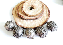 Load image into Gallery viewer, Old silver star burst granulation hallmarked Globe beads from Yemen circa 1930s,Bedouin tribal ,Hand Crafted Silver,Ethnic Jewelry