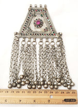 Load image into Gallery viewer, Antique Silver Afghan Kuchi Pendant with Bells tribal jewelryHand Crafted Silver,Pendants Necklace,Ethnic Jewelry,Tribal Jewelry