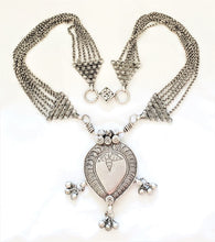 Load image into Gallery viewer, antique tribal old silver necklace Amulet heart Pendant from Rajasthan 1930s BFF heart Pendant,valentine Necklace